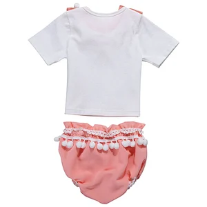 Manufacturer infant and toddler clothes set 2 pcs summer shirts and bloomer set baby girl summer set