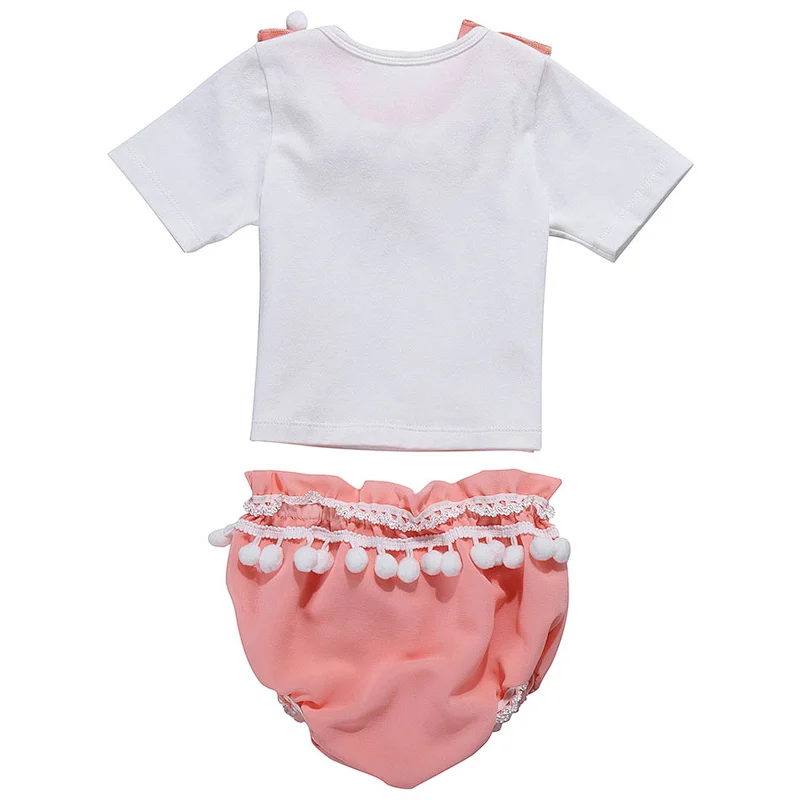 Manufacturer infant and toddler clothes set 2 pcs summer shirts and bloomer set baby girl summer set