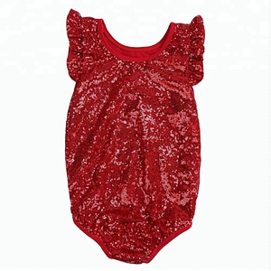 Flutter Sleeves Kids Jumpsuit High Quality Toddler Clothes Baby Girl Cotton Soft Sequin Romper