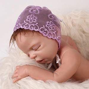 Newborn Photography props Baby Girl Beanie Ribbon Laced Flower  Hat