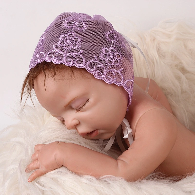 Newborn Photography props Baby Girl Beanie Ribbon Laced Flower  Hat