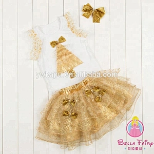 Wholesale New style ChristmasTree Girl Dress Girls Christmas Outfits Cotton Top And Sequin Skirt