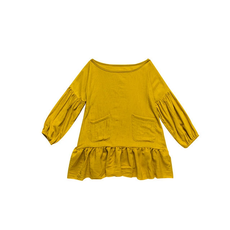 Cute Baby  Cotton Clothes Baby Girl  Long Sleeve Pockets O-Neck Autumn Clothes 2T-8T