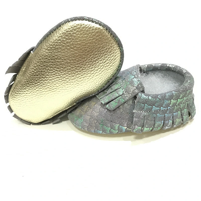 Infant Wholesale Genuine Leather Baby Shoes Mermaid Tassel Toddler Shoes For Girl