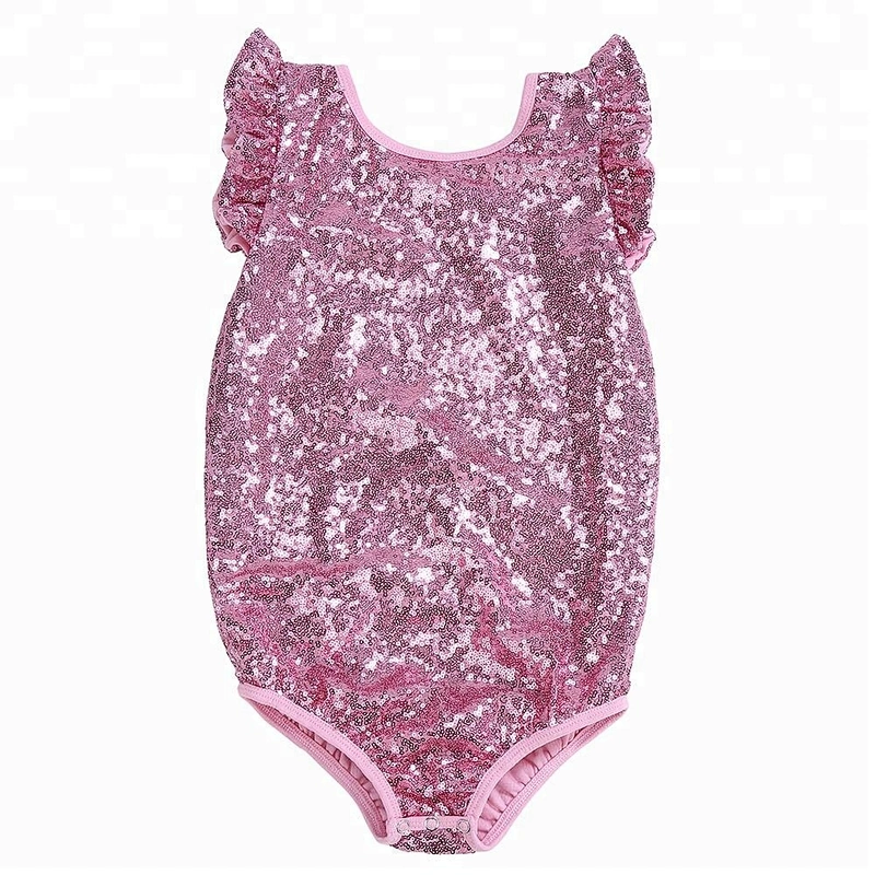 Latest kids boutique baby cotton onesie girl sequin romper baby clothes romper