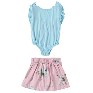 Wholesale new style children boutique clothing 2 pieces baby romper set with skirt