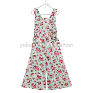 Wholesale factory cute little girl spring high quality suspenders floral overall pants