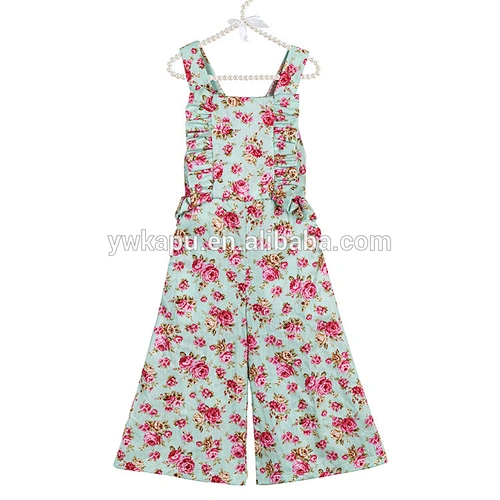 Wholesale factory cute little girl spring high quality suspenders floral overall pants