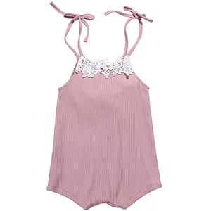 2019 High Quality Boutique Baby Girl Lace Clothes Big Sling Bow Romper For Girl