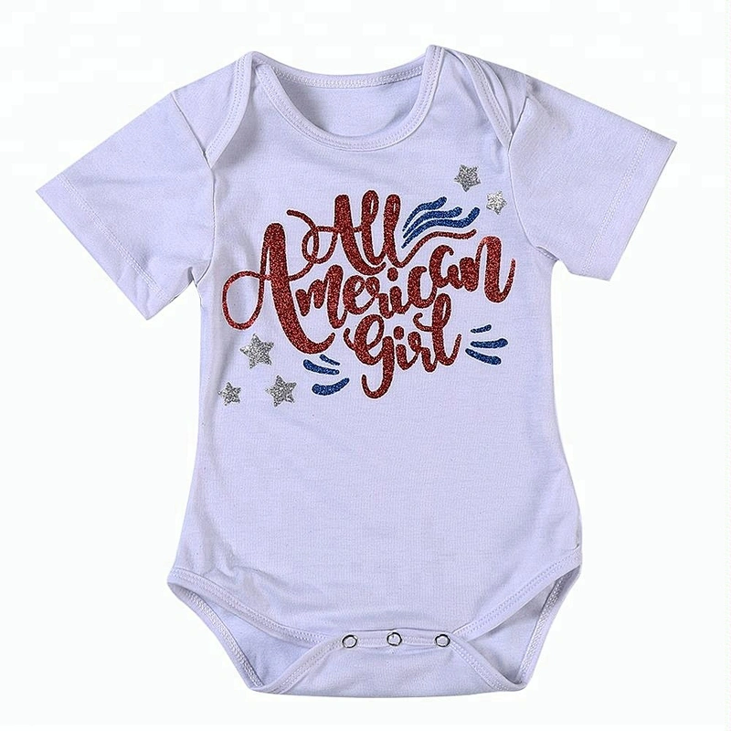 High quality baby 4th of July clothes boutique summer wear toddler rompers