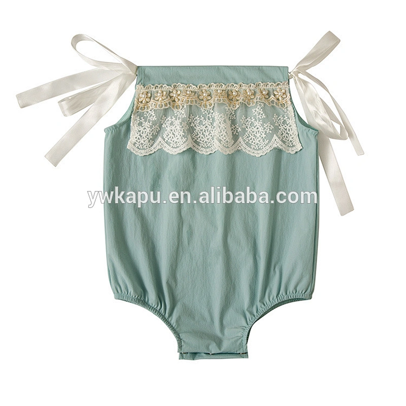 Baby girl clothes Bubble Romper toddler solid color infant Romper With Lace