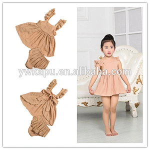 Manufactory wholesale high quality Lovely Infant Baby Girls Ruffled Swing Top Bloomer Outfit Sets from Alibaba website
