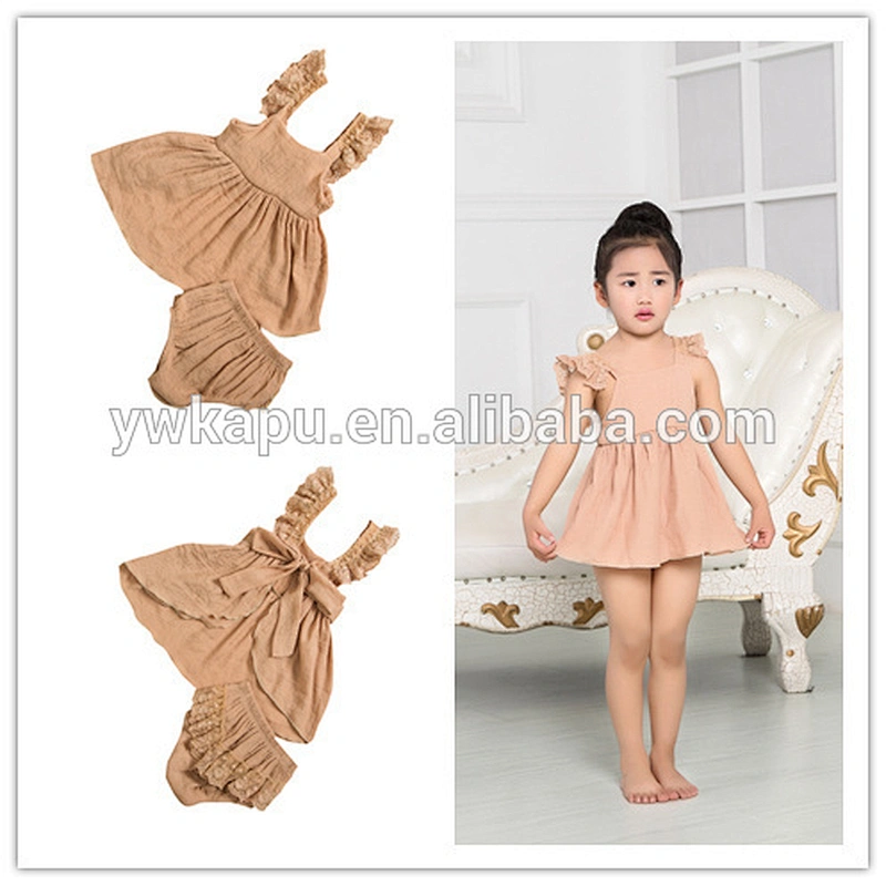 Manufactory wholesale high quality Lovely Infant Baby Girls Ruffled Swing Top Bloomer Outfit Sets from Alibaba website