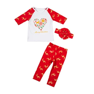 Bulk wholesale Baby autumn clothes long sleeve kids clothing set for christmas