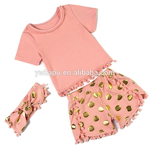 Wholesale baby clothing sets kids clothing baby pompom romper baby clothing