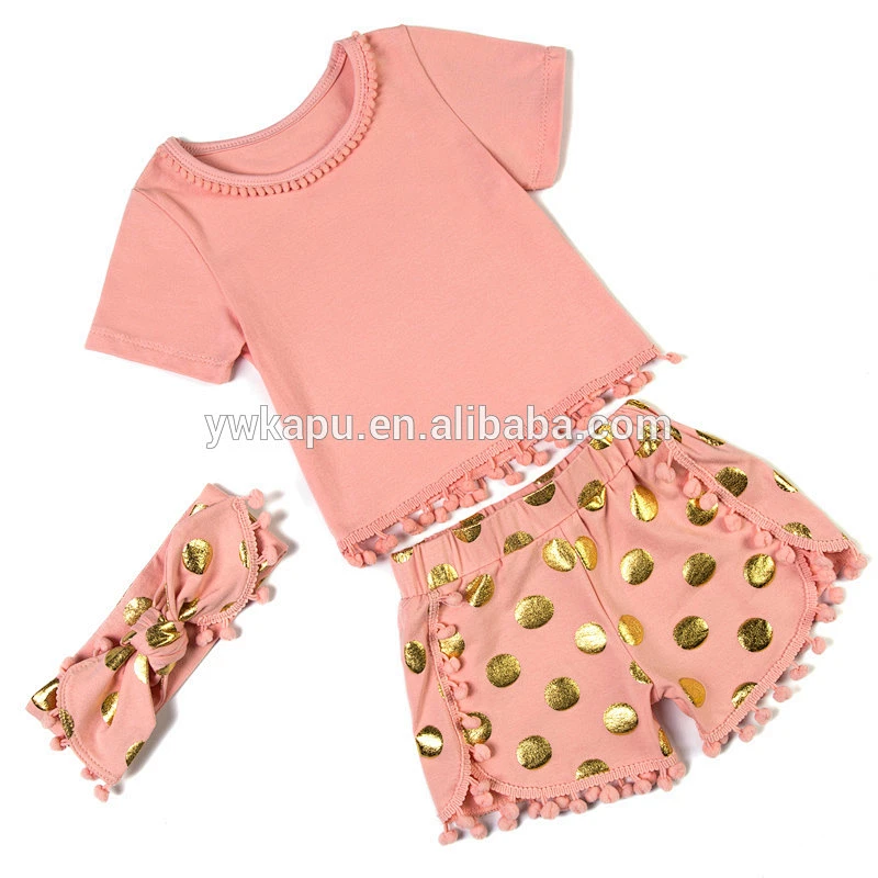 Wholesale baby clothing sets kids clothing baby pompom romper baby clothing