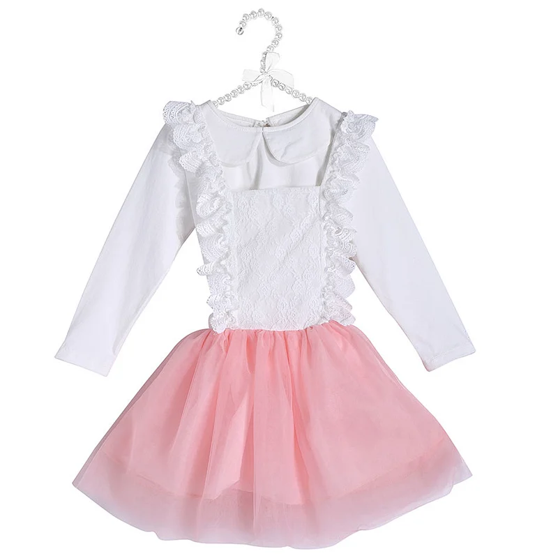 Latest arrival cute infant girls clothing set girls suspender dresses