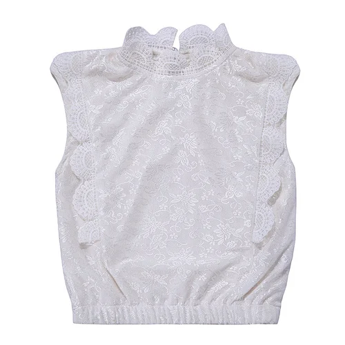 White Lace Toddler Sleeveless Fancy Top New Style Top For Girls