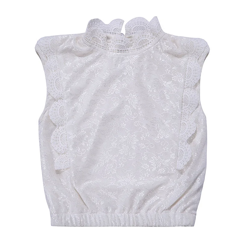 White Lace Toddler Sleeveless Fancy Top New Style Top For Girls