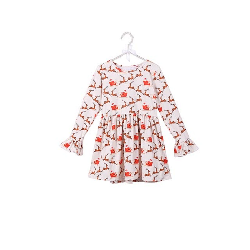 China wholesale baby girl clothing long sleeve maxi Christmas high quality dress
