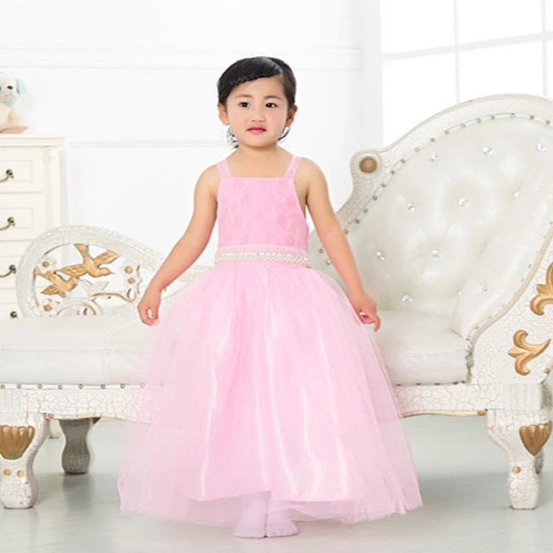 Lovely Baby Princess Flower Girl Wedding Dresses Pearl  Kids Party Frock