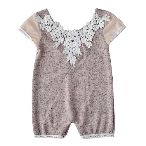 Cute knitted infant baby girl summer bodysuit romper clothing