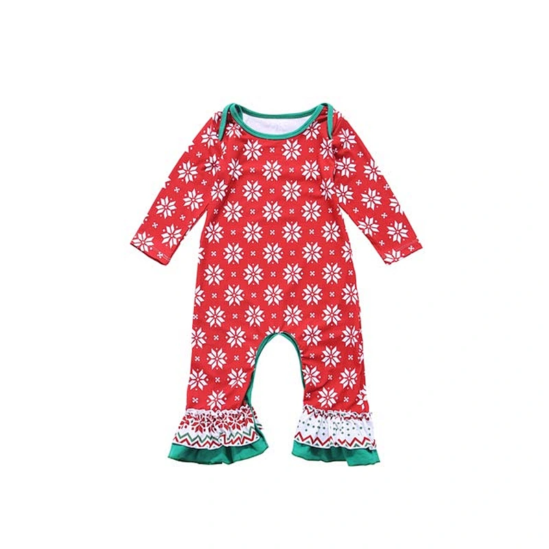 Hot sale Christmas boutique children's girls christmas ruffled clothing set