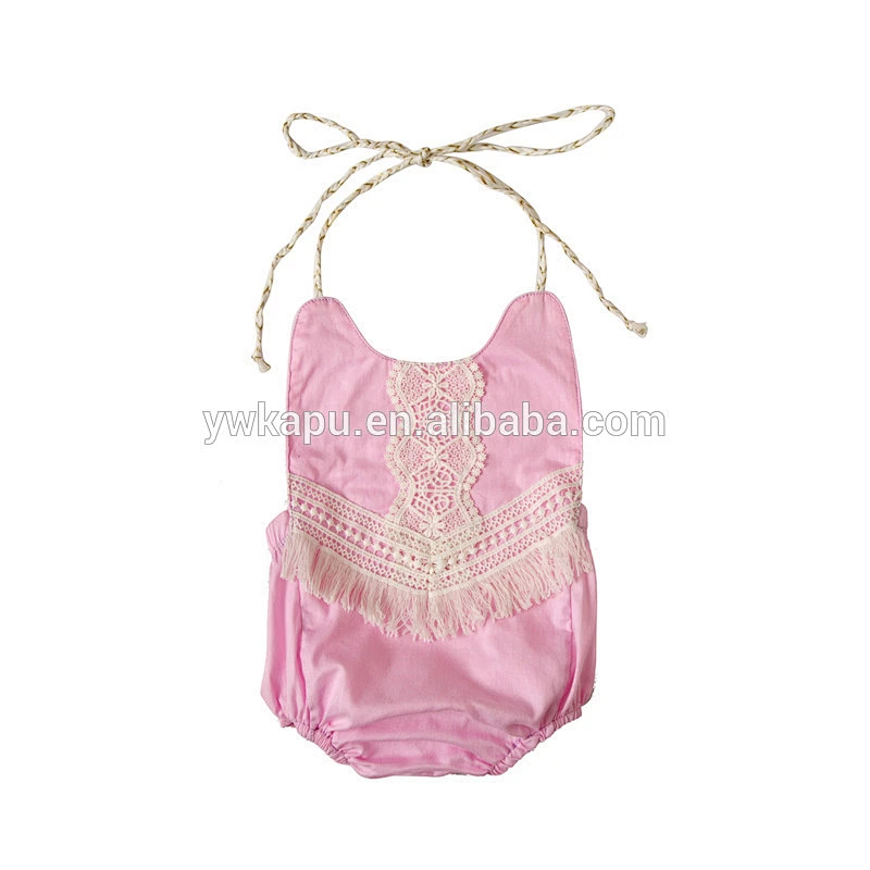 2018 summer newest style wholesale lovely spaghetti strap baby girl lace bubble Romper