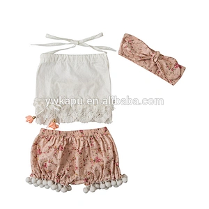Cute infant pompoms little girl model top 100 spring summer nova baby clothing