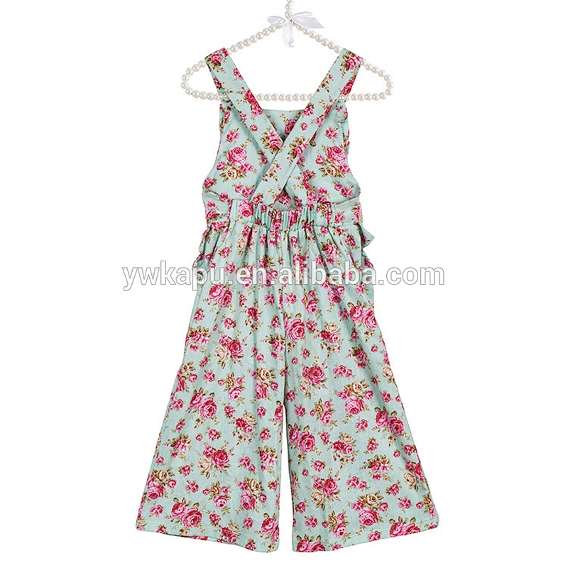 Wholesale factory cute little girl spring high quality suspenders floral overall pants