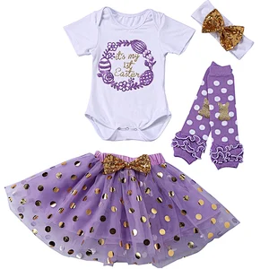 2019 My First Easter Toddler Girl Easter Outfit 4pcs baby clothing set