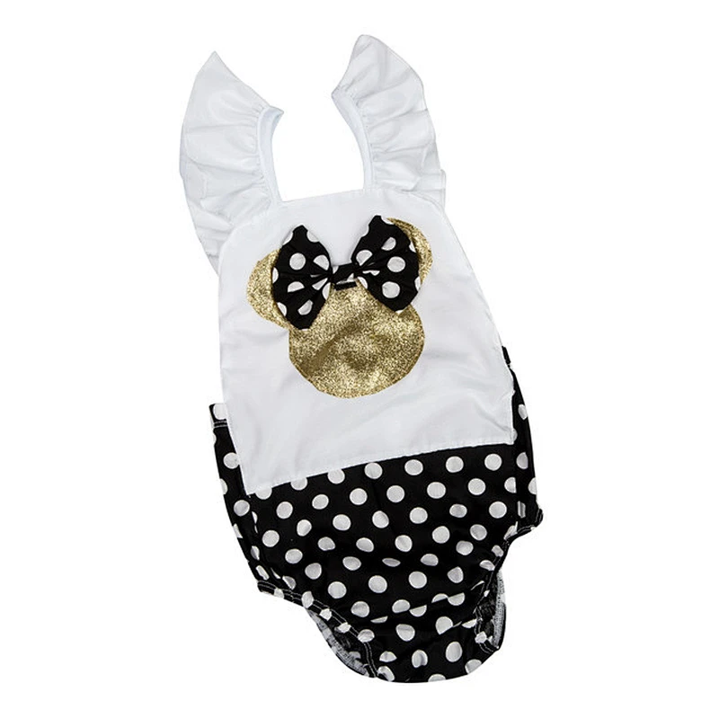 2016 New design  baby girls romper with mickey print polka dots for 0-3 years