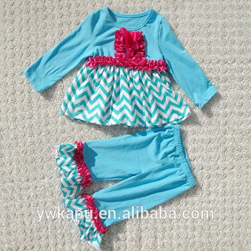 Long sleeve dress ruffle capris outfit new fashion girls wear first impressions baby clothes bulk wholesale kids clothing sets