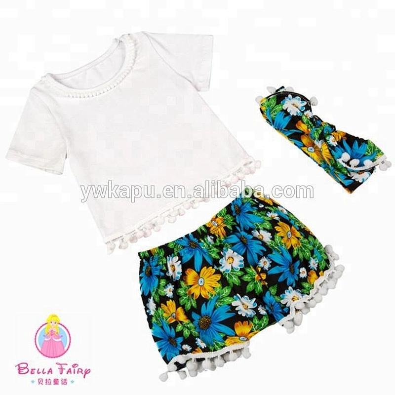 Unique children fashion summer clothing princess print frock design set baby outfits