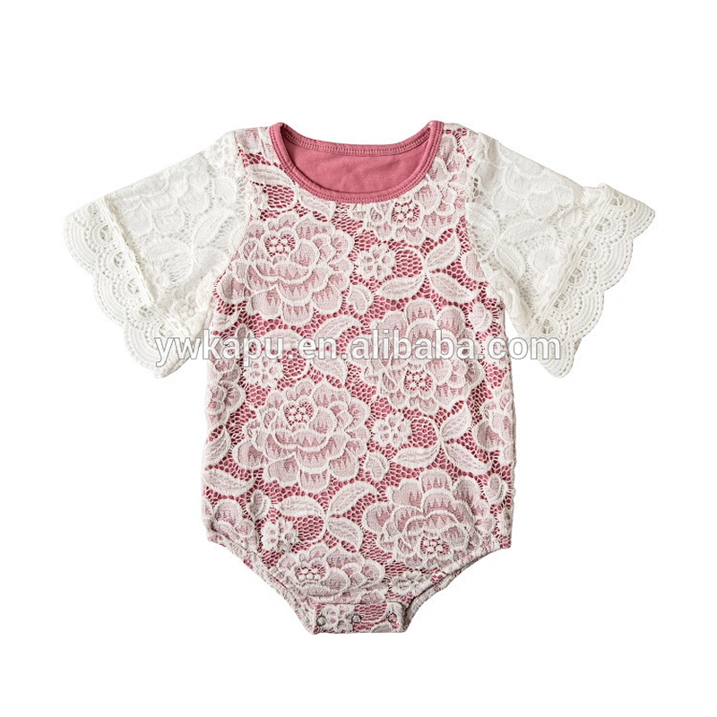 2018 Factory Wholesale Custom cotton girl fancy Plain Baby Romper