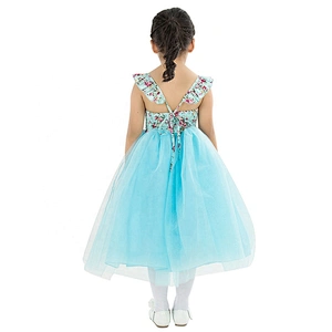 Pretty Flower Girl Dress Kids Girls Sleeveless Birthday Party Dress