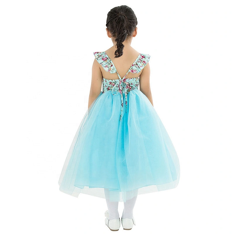 Pretty Flower Girl Dress Kids Girls Sleeveless Birthday Party Dress