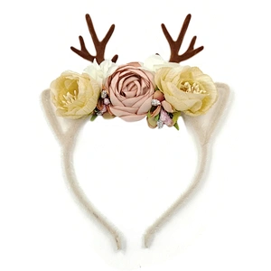 Wholesale Petti Flower Christmas Antlers Pinecone Baby girl headbands