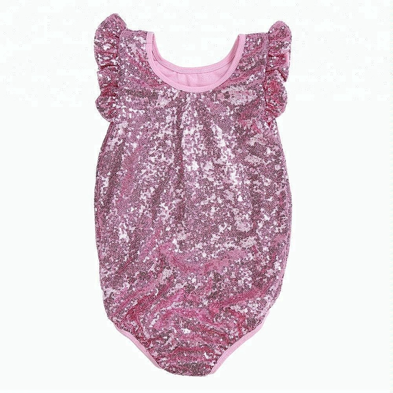 Latest kids boutique baby cotton onesie girl sequin romper baby clothes romper