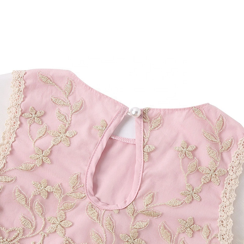 Modern Golden Lace Long Sleeve Baby Rompers for Infant and Toddler Spring and Autumn Season
