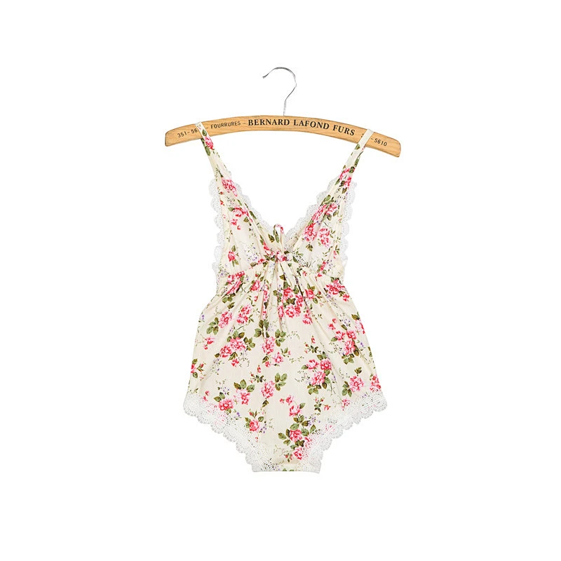 New products 2018 baby clothes vintage lace romper with high quality print