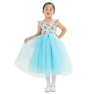 Pretty Flower Girl Dress Kids Girls Sleeveless Birthday Party Dress