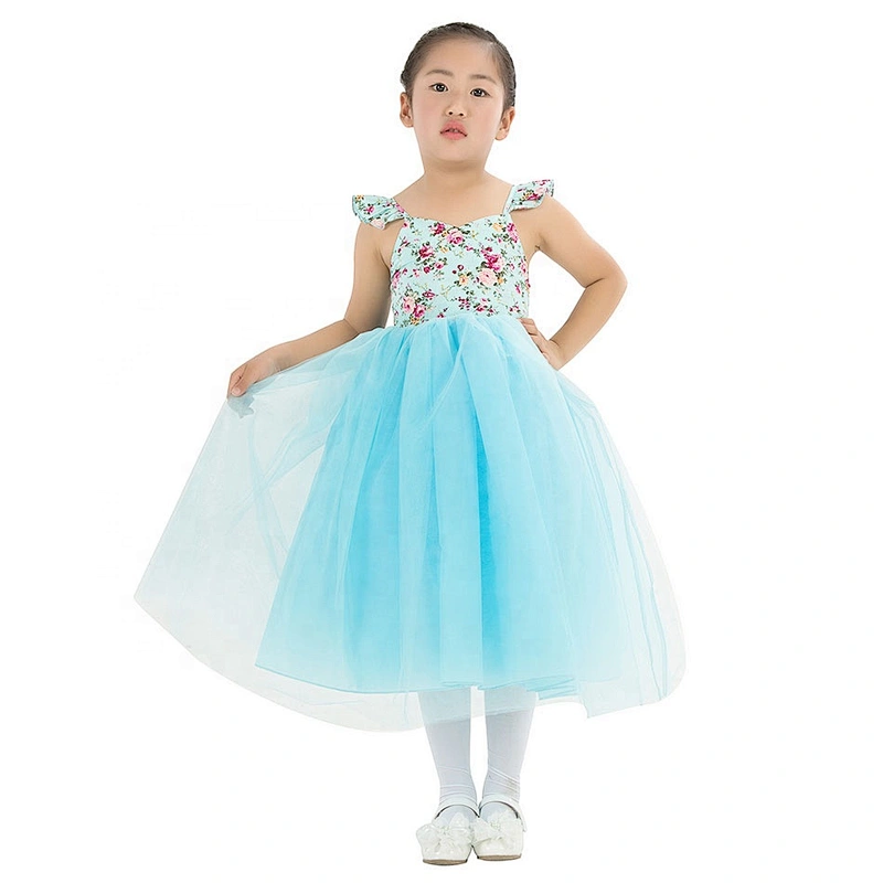 Pretty Flower Girl Dress Kids Girls Sleeveless Birthday Party Dress