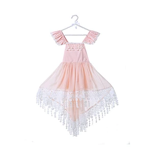 Wholesale short front long back flowers embroidered cotton clothes flower girl dress