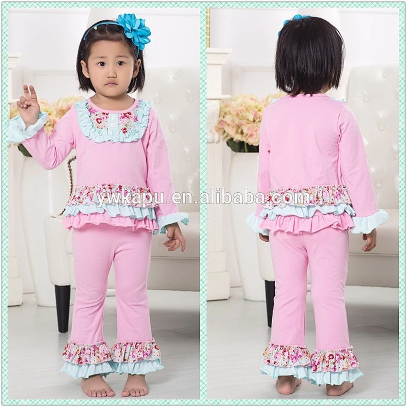 Wholesale bulk kids clothing sets toddler cotton Christmas pajamas boutique ruffle outfits
