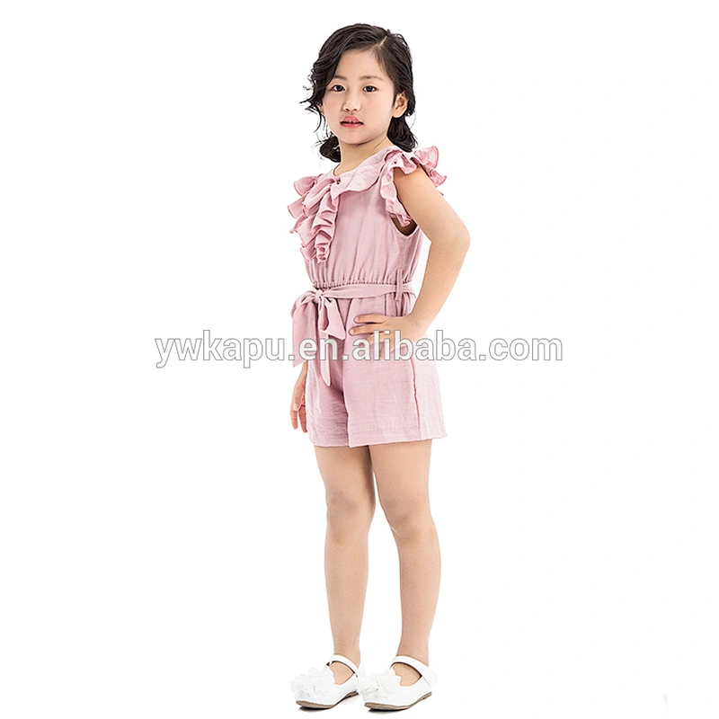 Baby Ruffled collar jumpsuit toddler Girls short sleeve falbala knitted climb romper