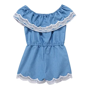 2019 Wholesale Denim Kids Romper Shoulder Baby Clothes Newborn Romper