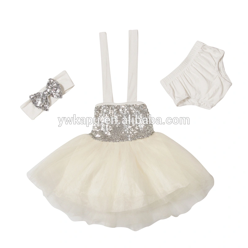 Wholesale multicolor sequin baby romper tutu sets with headband baby sequin dress