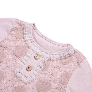 Wholesale Solid Color Newborn Baby Girls Clothes Long Sleeve Baby Girls Clothing Set