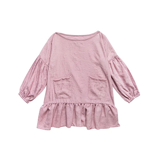 Cute Baby  Cotton Clothes Baby Girl  Long Sleeve Pockets O-Neck Autumn Clothes 2T-8T